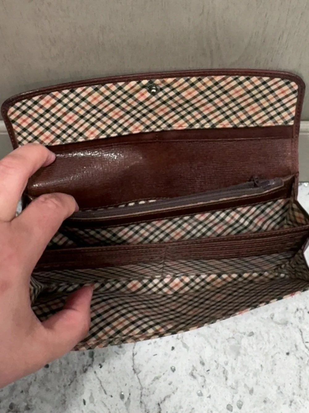 DAKS London Brown Leather Continental Wallet AUTHENTIC